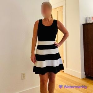 Express Black & White Flare Dress